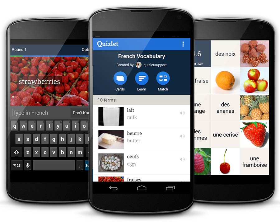 We learn English with Quizlet!